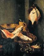 BEYEREN, Abraham van Still-Life with Fish in Basket painting